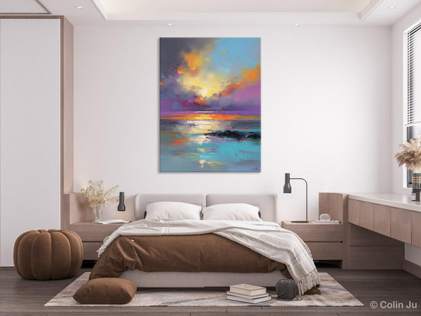 Oil Painting on Canvas, Extra Large Modern Wall Art, Landscape Canvas Paintings for Dining Room, Original Landscape Abstract Painting-LargePaintingArt.com