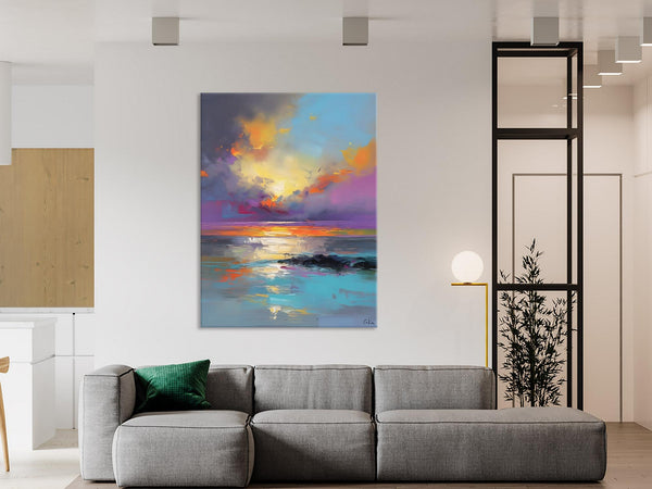 Oil Painting on Canvas, Extra Large Modern Wall Art, Landscape Canvas Paintings for Dining Room, Original Landscape Abstract Painting-LargePaintingArt.com