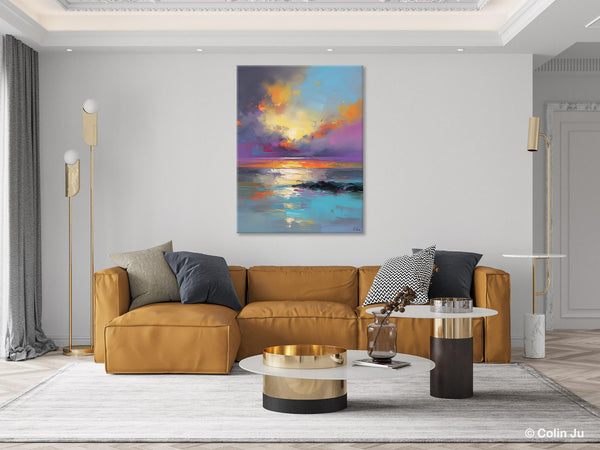 Oil Painting on Canvas, Extra Large Modern Wall Art, Landscape Canvas Paintings for Dining Room, Original Landscape Abstract Painting-LargePaintingArt.com