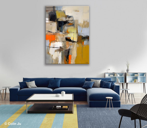 Acrylic Abstract Painting Behind Sofa, Large Painting on Canvas, Living Room Wall Art Paintings, Original Abstract Painting on Canvas-LargePaintingArt.com