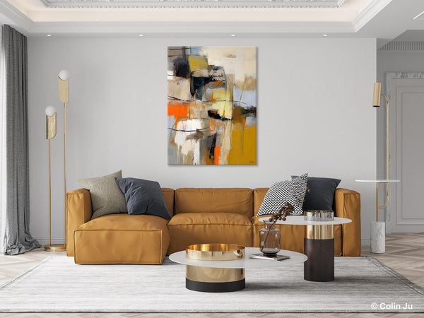 Acrylic Abstract Painting Behind Sofa, Large Painting on Canvas, Living Room Wall Art Paintings, Original Abstract Painting on Canvas-LargePaintingArt.com