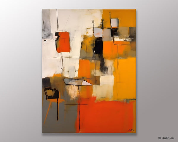 Modern Paintings Behind Sofa, Acrylic Paintings on Canvas, Abstract Painting for Living Room, Original Contemporary Canvas Wall Art-LargePaintingArt.com