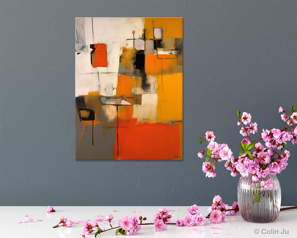 Modern Paintings Behind Sofa, Acrylic Paintings on Canvas, Abstract Painting for Living Room, Original Contemporary Canvas Wall Art-LargePaintingArt.com