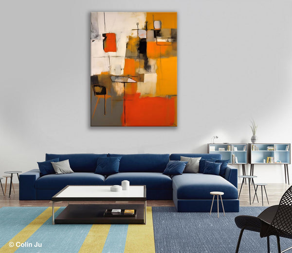 Modern Paintings Behind Sofa, Acrylic Paintings on Canvas, Abstract Painting for Living Room, Original Contemporary Canvas Wall Art-LargePaintingArt.com