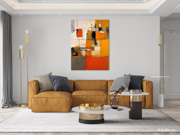 Modern Paintings Behind Sofa, Acrylic Paintings on Canvas, Abstract Painting for Living Room, Original Contemporary Canvas Wall Art-LargePaintingArt.com