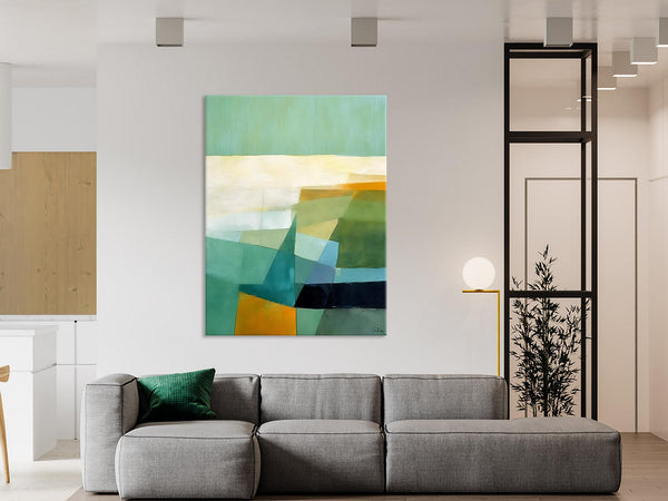 Dining Room Wall Art Ideas, Abstract Modern Painting, Acrylic Canvas Paintings, Original Geometric Canvas Art, Contemporary Art Painting-LargePaintingArt.com