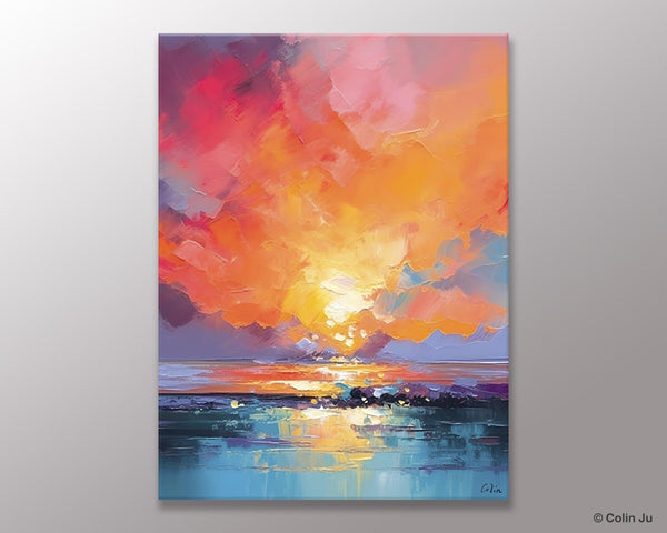 Palette Knife Canvas Art, Modern Landscape Paintings, Oversized Contemporary Canvas Paintings, Extra Large Canvas Painting for Living Room-LargePaintingArt.com