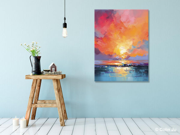 Palette Knife Canvas Art, Modern Landscape Paintings, Oversized Contemporary Canvas Paintings, Extra Large Canvas Painting for Living Room-LargePaintingArt.com