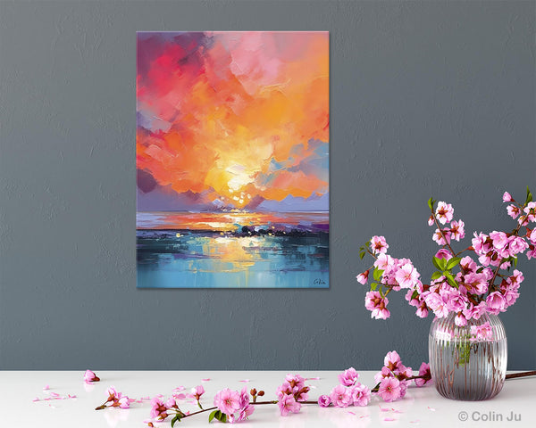 Palette Knife Canvas Art, Modern Landscape Paintings, Oversized Contemporary Canvas Paintings, Extra Large Canvas Painting for Living Room-LargePaintingArt.com