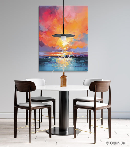 Palette Knife Canvas Art, Modern Landscape Paintings, Oversized Contemporary Canvas Paintings, Extra Large Canvas Painting for Living Room-LargePaintingArt.com