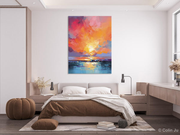 Palette Knife Canvas Art, Modern Landscape Paintings, Oversized Contemporary Canvas Paintings, Extra Large Canvas Painting for Living Room-LargePaintingArt.com