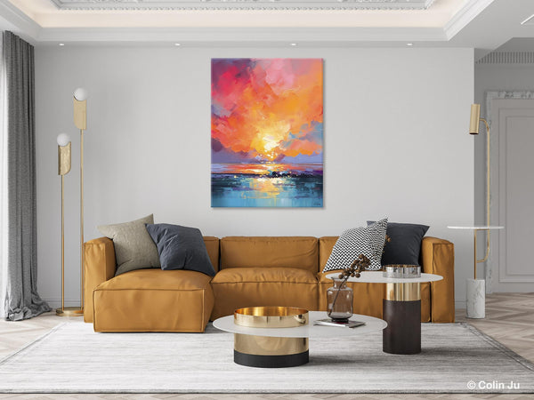 Palette Knife Canvas Art, Modern Landscape Paintings, Oversized Contemporary Canvas Paintings, Extra Large Canvas Painting for Living Room-LargePaintingArt.com