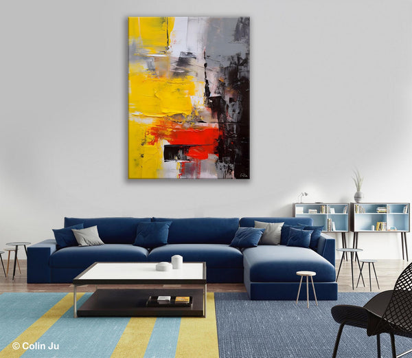 Simple Wall Art Paintings, Living Room Modern Wall Art, Original Contemporary Art, Acrylic Canvas Painting, Large Painting Behind Sofa-LargePaintingArt.com