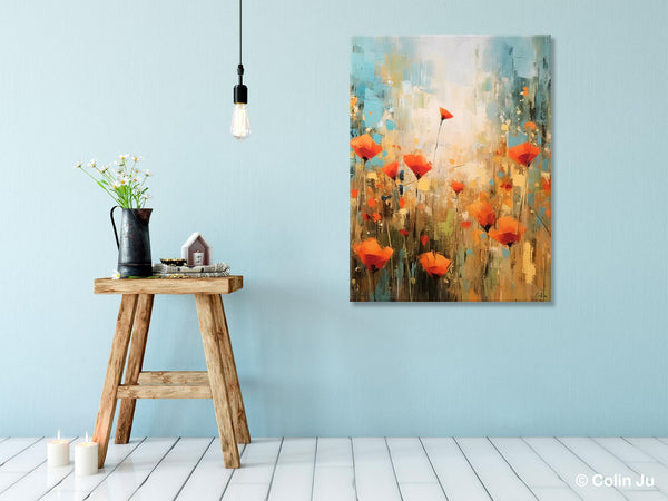 Abstract Flower Painting, Flower Acrylic Painting, Canvas Painting Flower, Original Paintings on Canvas, Modern Acrylic Paintings for Bedroom-LargePaintingArt.com