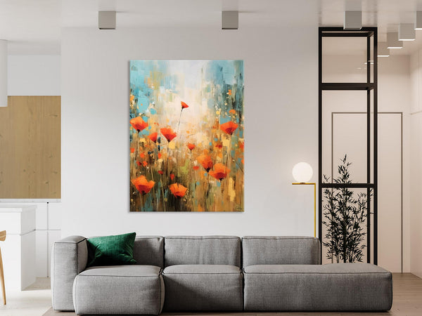 Abstract Flower Painting, Flower Acrylic Painting, Canvas Painting Flower, Original Paintings on Canvas, Modern Acrylic Paintings for Bedroom-LargePaintingArt.com