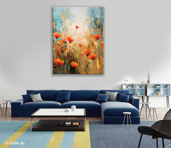 Abstract Flower Painting, Flower Acrylic Painting, Canvas Painting Flower, Original Paintings on Canvas, Modern Acrylic Paintings for Bedroom-LargePaintingArt.com