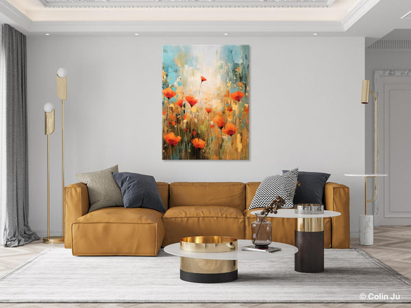 Abstract Flower Painting, Flower Acrylic Painting, Canvas Painting Flower, Original Paintings on Canvas, Modern Acrylic Paintings for Bedroom-LargePaintingArt.com