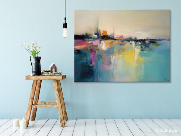 Acrylic Painting on Canvas, Original Landscape Paintings, Landscape Canvas Paintings for Living Room, Extra Large Modern Wall Art Paintings-LargePaintingArt.com