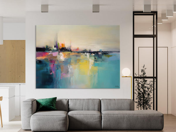 Acrylic Painting on Canvas, Original Landscape Paintings, Landscape Canvas Paintings for Living Room, Extra Large Modern Wall Art Paintings-LargePaintingArt.com