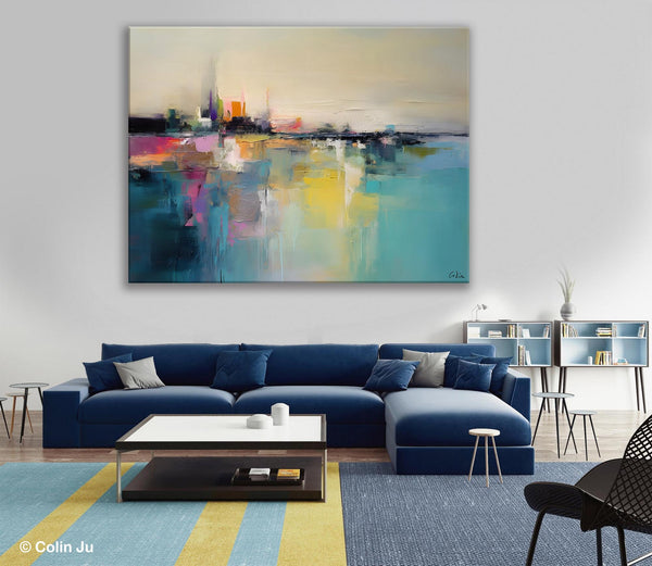 Acrylic Painting on Canvas, Original Landscape Paintings, Landscape Canvas Paintings for Living Room, Extra Large Modern Wall Art Paintings-LargePaintingArt.com