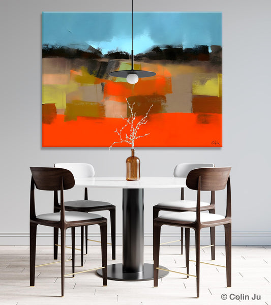 Modern Landscape Paintings Behind Sofa, Abstract Landscape Paintings for Living Room, Palette Knife Canvas Art, Original Landscape Art-LargePaintingArt.com