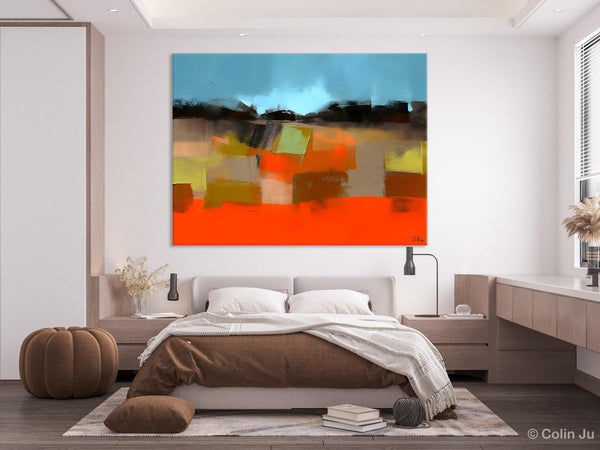 Modern Landscape Paintings Behind Sofa, Abstract Landscape Paintings for Living Room, Palette Knife Canvas Art, Original Landscape Art-LargePaintingArt.com