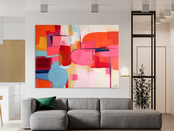 Acrylic Paintings Behind Sofa, Abstract Paintings for Bedroom, Original Hand Painted Canvas Art, Contemporary Canvas Wall Art, Buy Paintings Online-LargePaintingArt.com