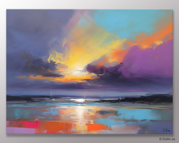 Landscape Painting on Canvas, Hand Painted Canvas Art, Abstract Landscape Artwork, Contemporary Wall Art Paintings, Extra Large Original Art-LargePaintingArt.com