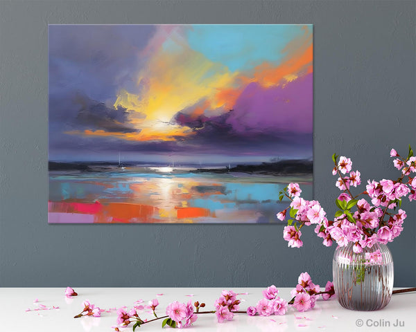 Landscape Painting on Canvas, Hand Painted Canvas Art, Abstract Landscape Artwork, Contemporary Wall Art Paintings, Extra Large Original Art-LargePaintingArt.com