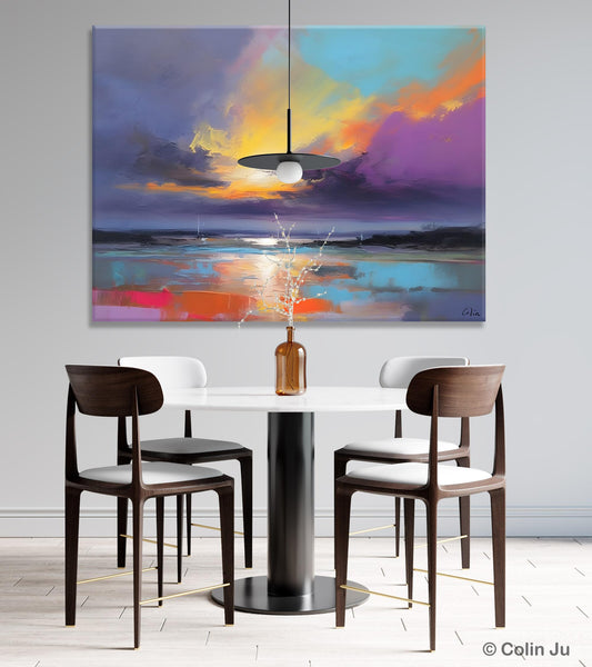 Landscape Painting on Canvas, Hand Painted Canvas Art, Abstract Landscape Artwork, Contemporary Wall Art Paintings, Extra Large Original Art-LargePaintingArt.com