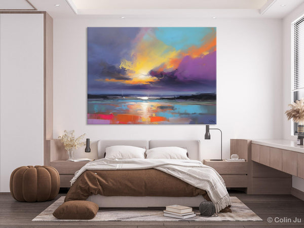 Landscape Painting on Canvas, Hand Painted Canvas Art, Abstract Landscape Artwork, Contemporary Wall Art Paintings, Extra Large Original Art-LargePaintingArt.com