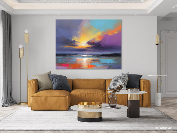 Landscape Painting on Canvas, Hand Painted Canvas Art, Abstract Landscape Artwork, Contemporary Wall Art Paintings, Extra Large Original Art-LargePaintingArt.com