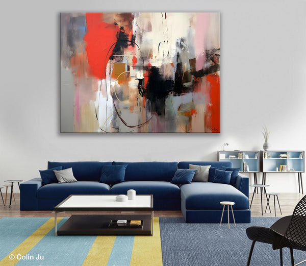 Large Wall Art Paintings Behind Sofa, Acrylic Paintings on Canvas, Original Acrylic Paintings, Modern Canvas Paintings, Hand Painted Canvas Art-LargePaintingArt.com