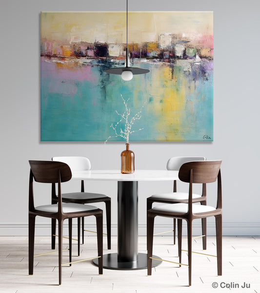 Contemporary Abstract Art for Dining Room, Sail Boat Abstract Paintings, Living Room Canvas Art Ideas, Large Landscape Painting, Simple Modern Art-LargePaintingArt.com