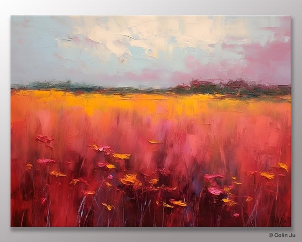 Original Landscape Paintings, Oversized Modern Wall Art Paintings, Modern Acrylic Artwork on Canvas, Large Abstract Painting for Living Room-LargePaintingArt.com