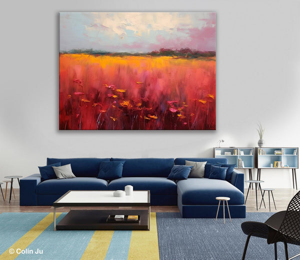 Original Landscape Paintings, Oversized Modern Wall Art Paintings, Modern Acrylic Artwork on Canvas, Large Abstract Painting for Living Room-LargePaintingArt.com