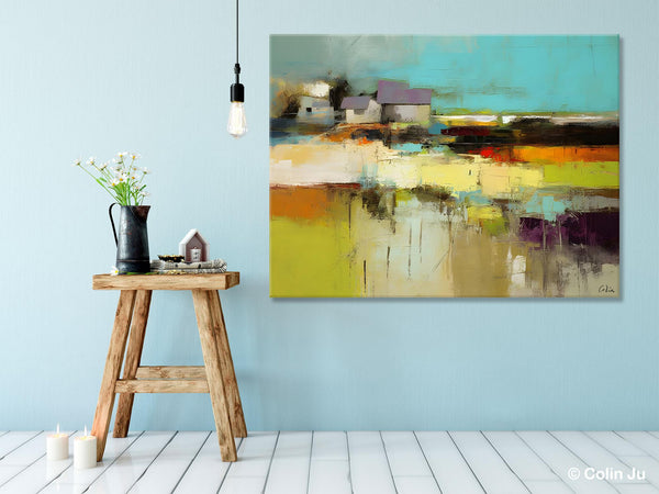 Simple Abstract Art, Landscape Canvas Painting, Bedroom Wall Art Paintings, Acrylic Painting on Canvas, Large Original Canvas Painting-LargePaintingArt.com