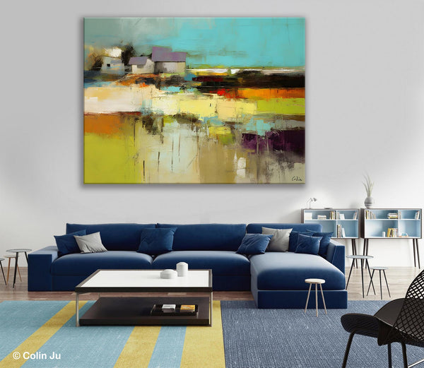 Simple Abstract Art, Landscape Canvas Painting, Bedroom Wall Art Paintings, Acrylic Painting on Canvas, Large Original Canvas Painting-LargePaintingArt.com