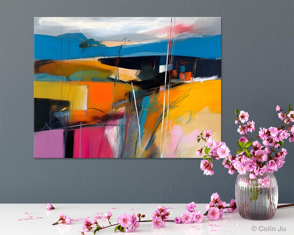 Large Painting on Canvas, Buy Large Paintings Online, Simple Modern Art, Original Contemporary Abstract Art, Bedroom Canvas Painting Ideas-LargePaintingArt.com