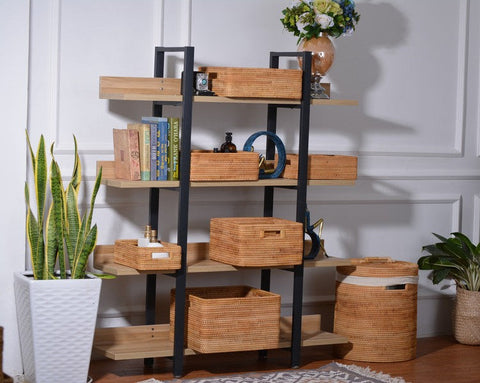 Storage Basket for Shelves, Woven Storage Basket for Toys, Rattan Storage Basket for Clothes, Large Rectangular Storage Basket, Storage Baskets for Bedroom-LargePaintingArt.com