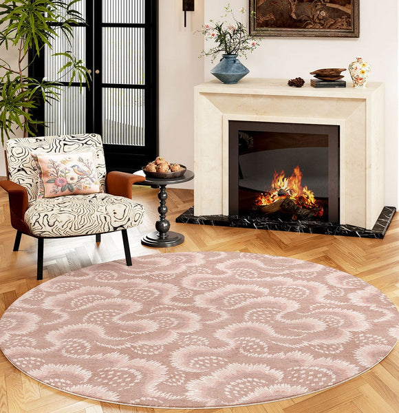 Contemporary Modern Rugs, Mid Century Round Modern Rugs under Chairs, Bedroom Abstract Modern Area Rugs, Geometric Round Rugs for Dining Room-LargePaintingArt.com