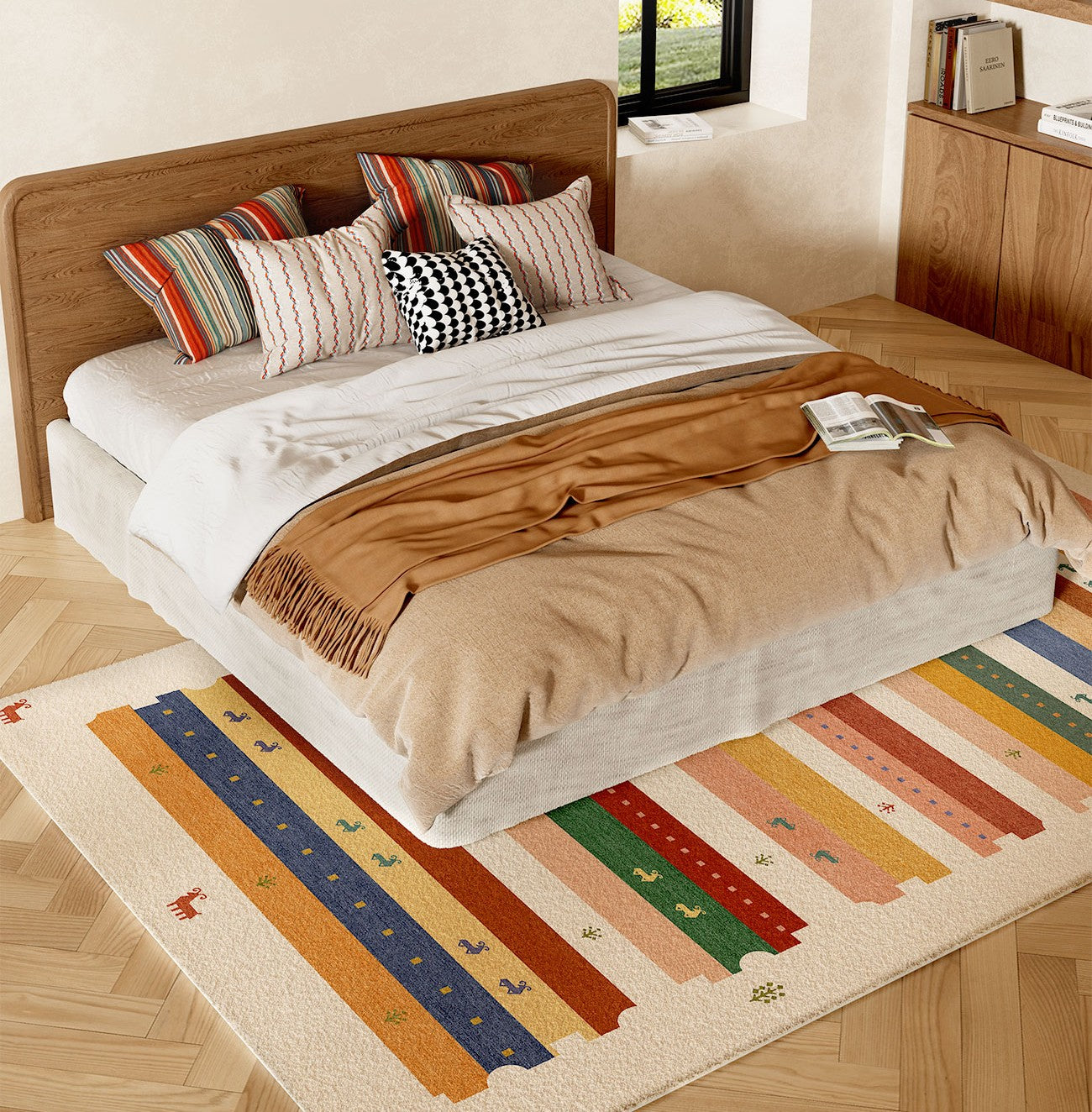 Modern Runner Rugs Next to Bed, Contemporary Runner Rugs for Children's Room, Runner Rugs for Hallway, Bathroom Runner Rugs, Kitchen Runner Rugs-LargePaintingArt.com