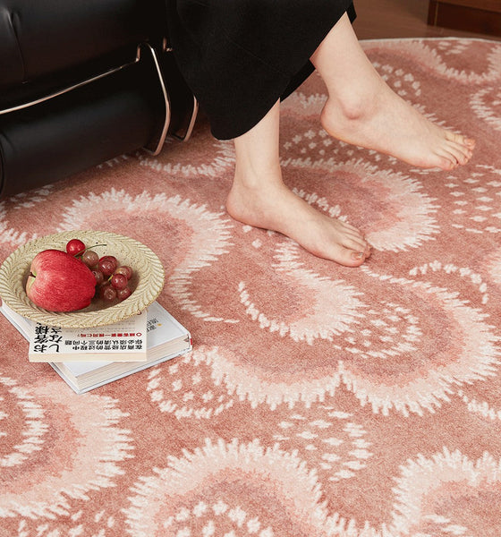 Contemporary Modern Rugs, Mid Century Round Modern Rugs under Chairs, Bedroom Abstract Modern Area Rugs, Geometric Round Rugs for Dining Room-LargePaintingArt.com