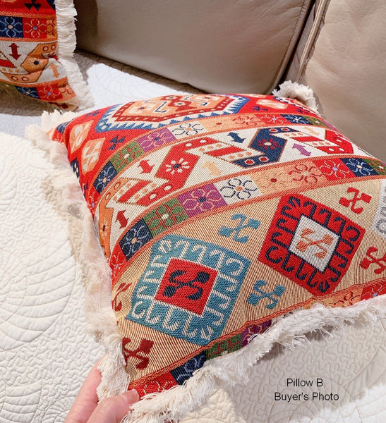 Bedroom Bohemian Decorative Sofa Pillows, Oriental Throw Pillow for Couch, Geometric Decorative Throw Pillows for Living Room (Copy)-LargePaintingArt.com