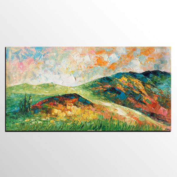 Mountain Landscape Painting, Landscape Painting, Custom Abstract Oil Painting, Bedroom Wall Art-LargePaintingArt.com