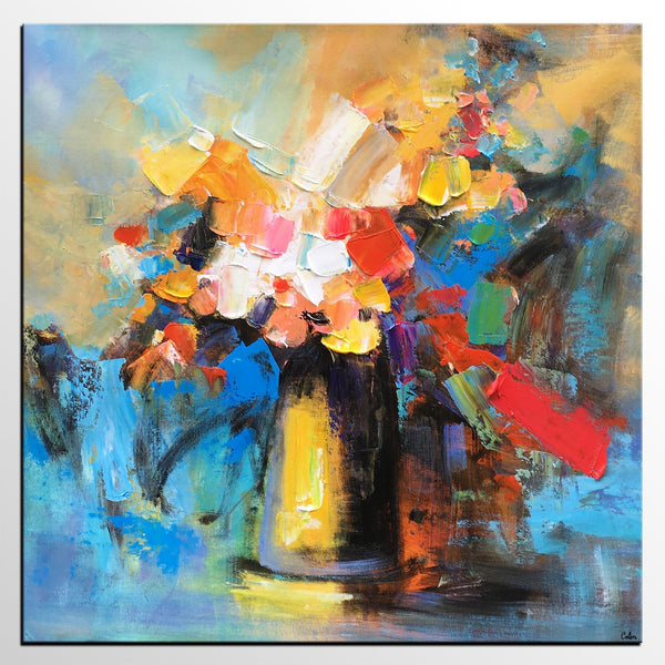 Flower Acrylic Painting, Abstract Acrylic Painting, Flower Painting for Sale, Custom Acrylic Painting on Canvas, Abstract Art on Canvas-LargePaintingArt.com