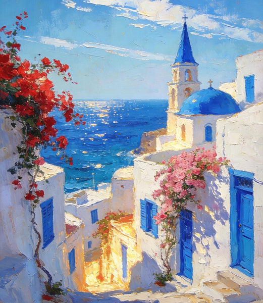 Original Landscape Art, Majestic Aegean Views, Small Oil Paintings, Hand Painted Canvas Art, Buy Paintings Online, Landscape Paintings for Bedroom-LargePaintingArt.com