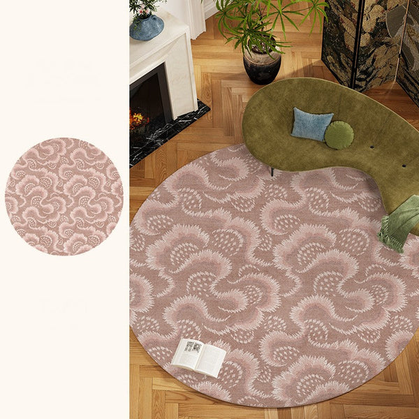 Contemporary Modern Rugs, Mid Century Round Modern Rugs under Chairs, Bedroom Abstract Modern Area Rugs, Geometric Round Rugs for Dining Room-LargePaintingArt.com