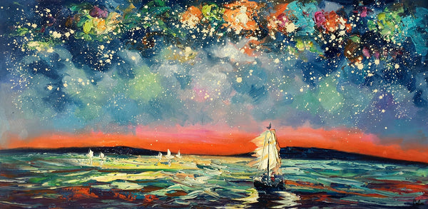 Large Canvas Art, Canvas Oil Painting, Starry Night Sky Painting, Custom Abstract Painting-LargePaintingArt.com