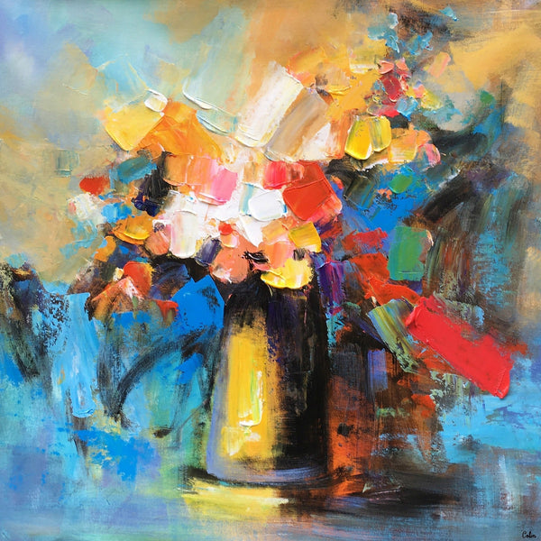 Flower Acrylic Painting, Abstract Acrylic Painting, Flower Painting for Sale, Custom Acrylic Painting on Canvas, Abstract Art on Canvas-LargePaintingArt.com